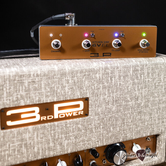 3rd Power Kitchen Sink 6VEL 40W Amp Head w/ 4-Button Footswitch – Fawn & Gold