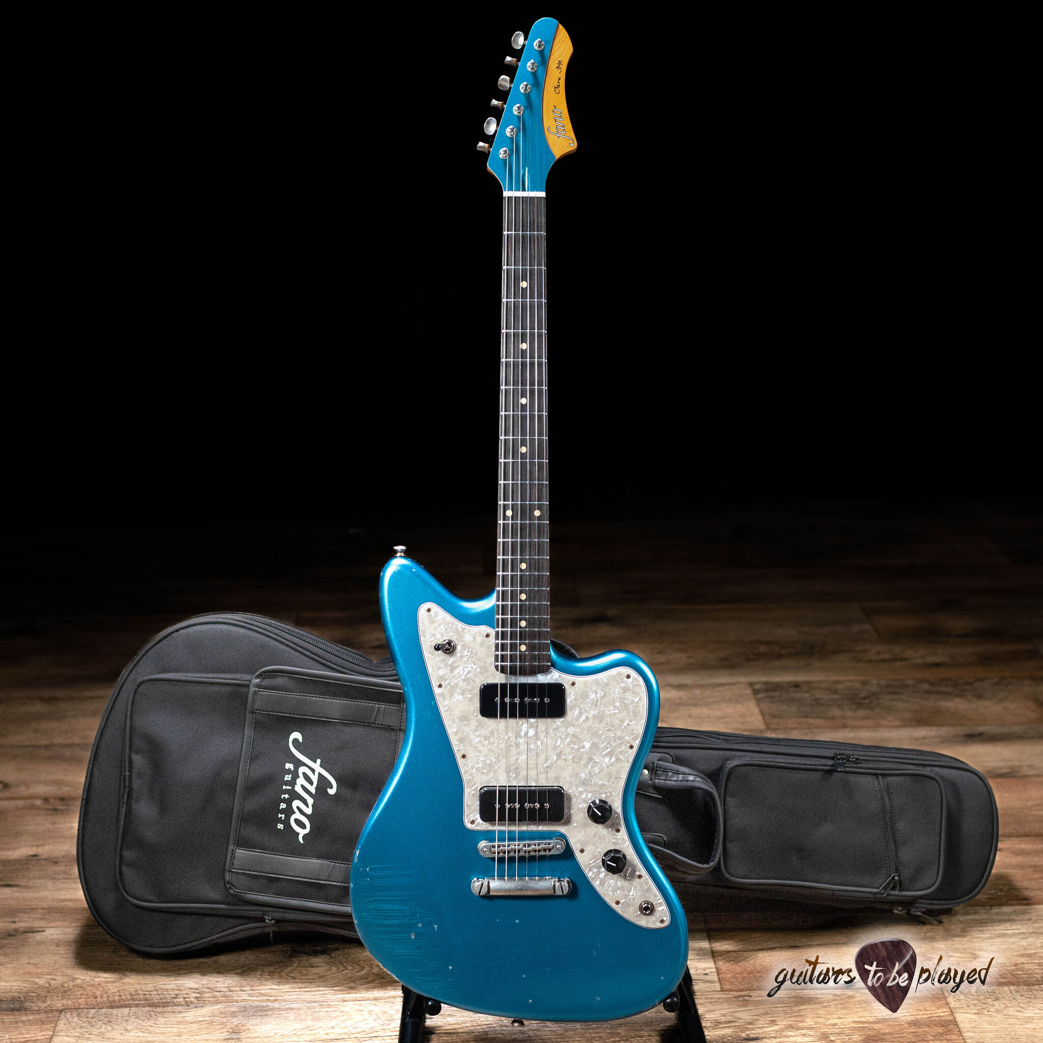 ギター Fano Guitars JM6 Oltre Lake Placid Blue Fano JM6 Oltre P-90 Guitar w/ Gigbag – Lake Placid Blue