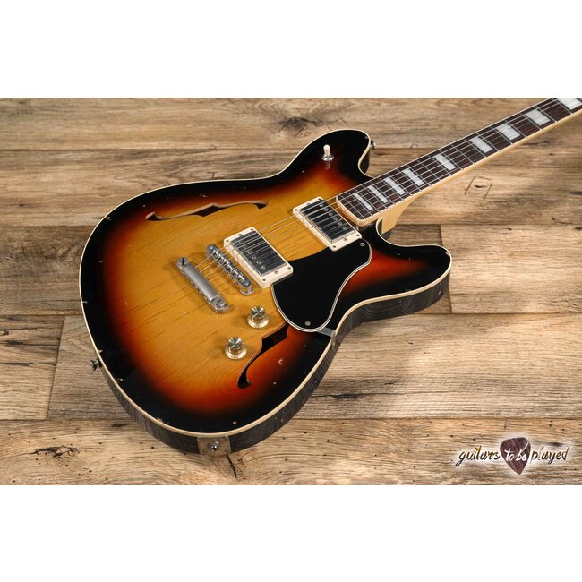 Fano GF6 Alt de Facto Lollar Imperial Semi-Hollow w/ Case – 3-Tone Sunburst