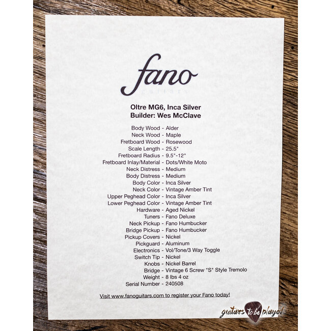 Fano MG6 Oltre Humbucker Guitar w/ Gigbag – Inca Silver