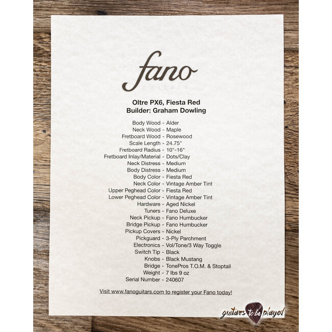 Fano PX6 Oltre Humbucker Guitar w/ Gigbag – Fiesta Red