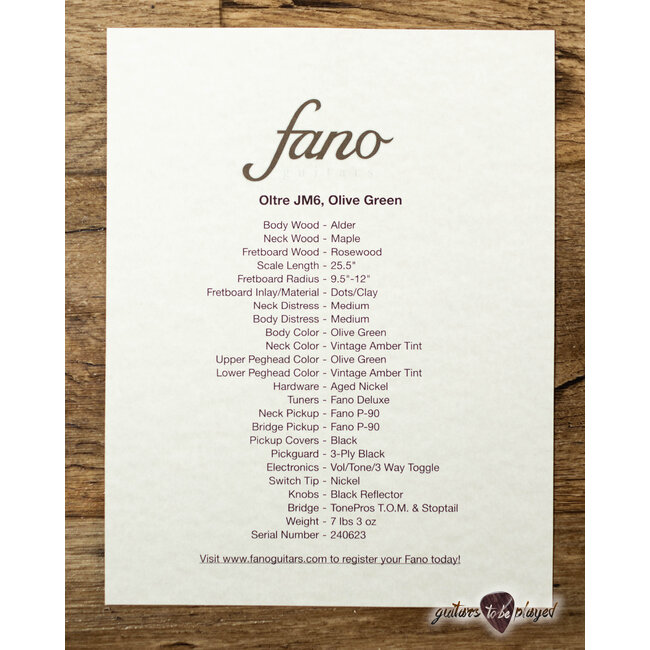 Fano JM6 Oltre P-90 Guitar w/ Gigbag – Olive Green