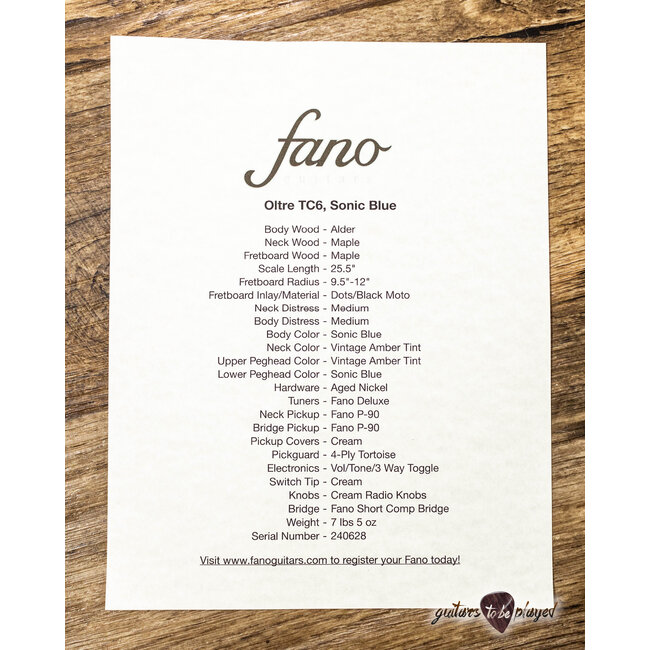 Fano TC6 Oltre Maple Neck P-90 Guitar w/ Gigbag – Sonic Blue