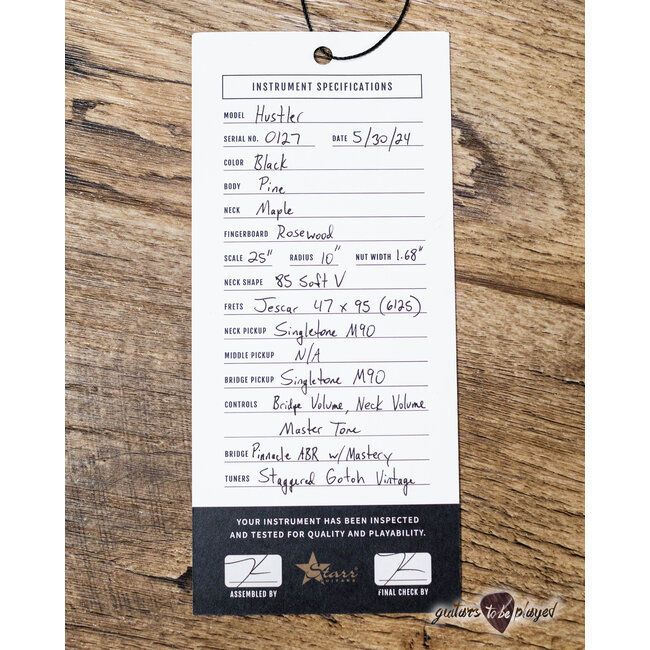 Starr Guitars Hustler Custom Pine Body w/ Mastery & Singletone M90’s – Black