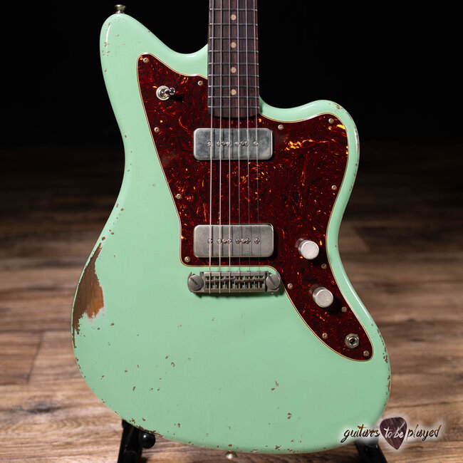 Fano JM6 Alt de Facto Lollar P-90 Wraptail Guitar w/ Case – Surf Green