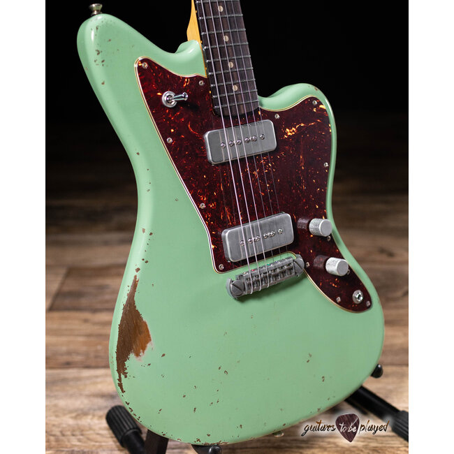 Fano JM6 Alt de Facto Lollar P-90 Wraptail Guitar w/ Case – Surf Green