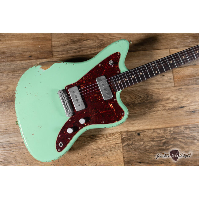 Fano JM6 Alt de Facto Lollar P-90 Wraptail Guitar w/ Case – Surf Green