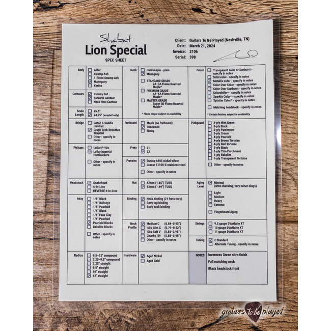 Shabat Lion Special Mahogany 24.75" Scale Humbucker Guitar – Inverness Green