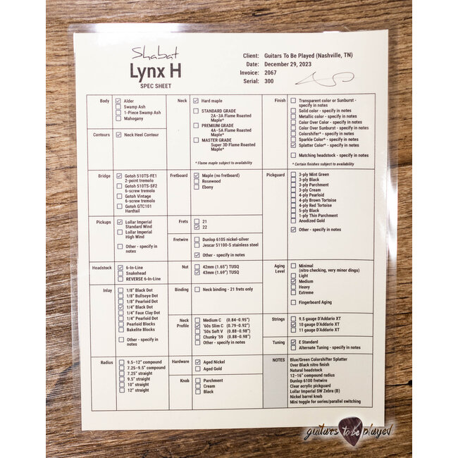 Shabat Lynx H Maple Neck S-Style Guitar – Blue/Green Splatter over Black