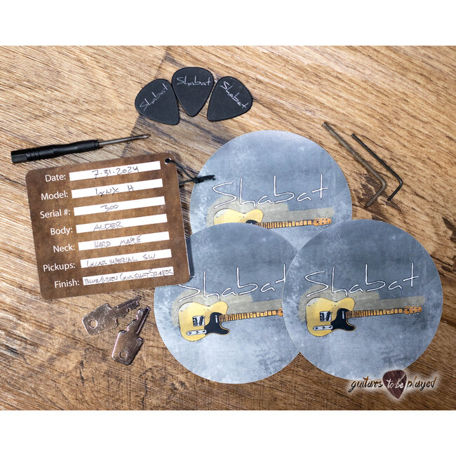 Shabat Lynx H Maple Neck S-Style Guitar – Blue/Green Splatter over Black