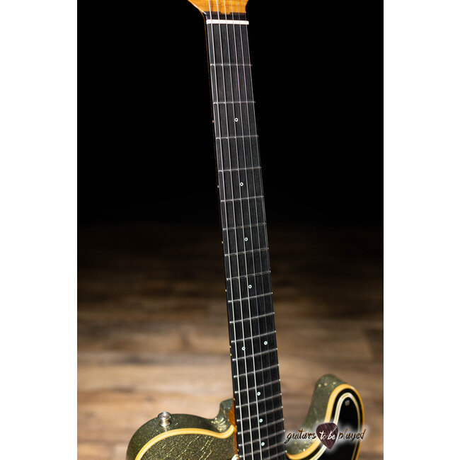 Shabat Lion Special Korina Body w/ Stainless Frets & Flame – Gold/Black Sparkle