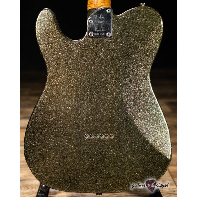 Shabat Lion Special Korina Body w/ Stainless Frets & Flame – Gold/Black Sparkle