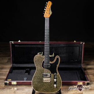 Shabat Shabat Lion Special Korina Body w/ Stainless Frets & Flame – Gold/Black Sparkle