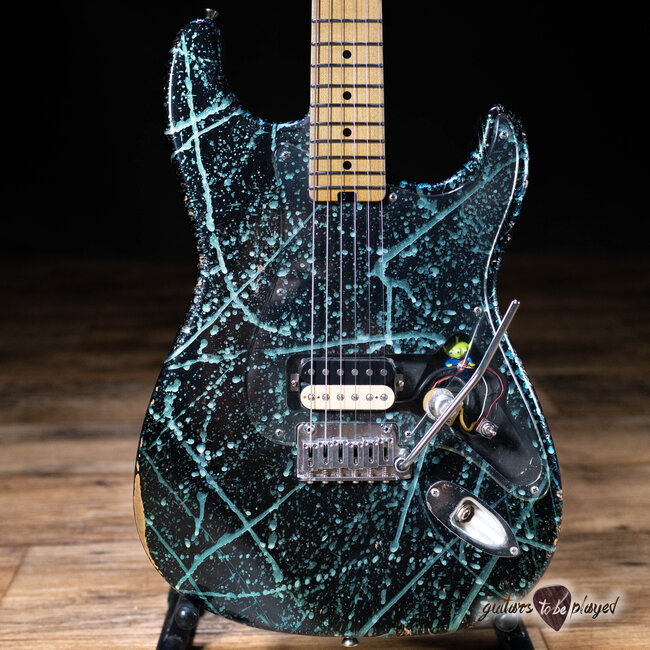 Shabat Lynx H Maple Neck S-Style Guitar – Blue/Green Splatter over Black