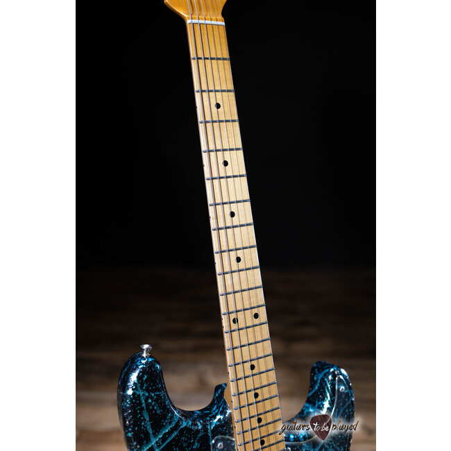 Shabat Lynx H Maple Neck S-Style Guitar – Blue/Green Splatter over Black