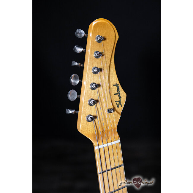 Shabat Lynx H Maple Neck S-Style Guitar – Blue/Green Splatter over Black