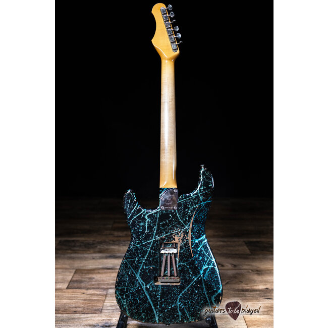 Shabat Lynx H Maple Neck S-Style Guitar – Blue/Green Splatter over Black