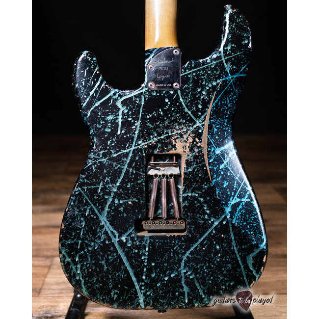 Shabat Lynx H Maple Neck S-Style Guitar – Blue/Green Splatter over Black