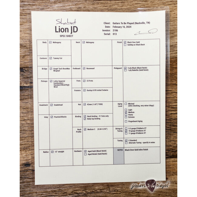 Shabat Lion JD Mahogany 24.75" Scale Guitar w/ Case - Black over Gold