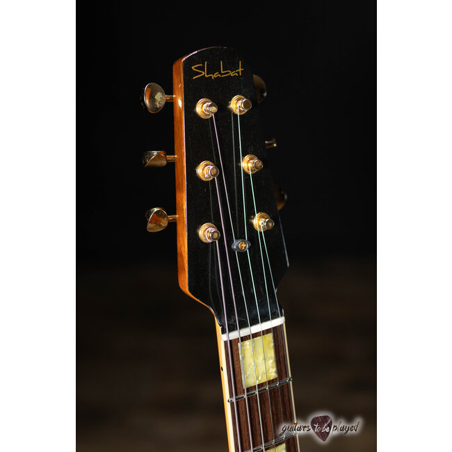 Shabat Lion JD Mahogany 24.75" Scale Guitar w/ Case - Black over Gold