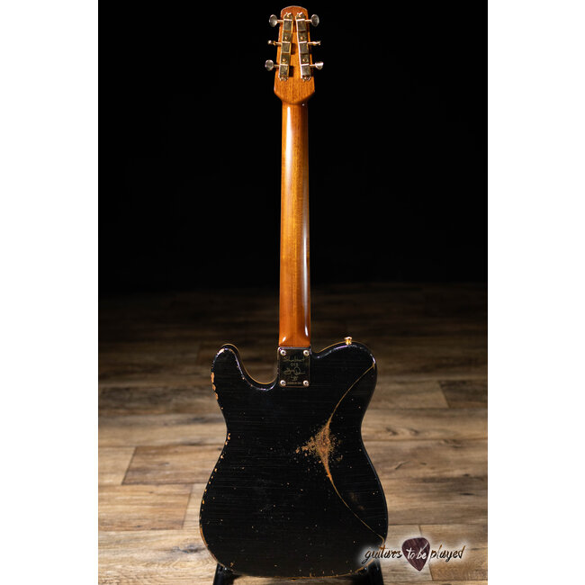 Shabat Lion JD Mahogany 24.75" Scale Guitar w/ Case - Black over Gold