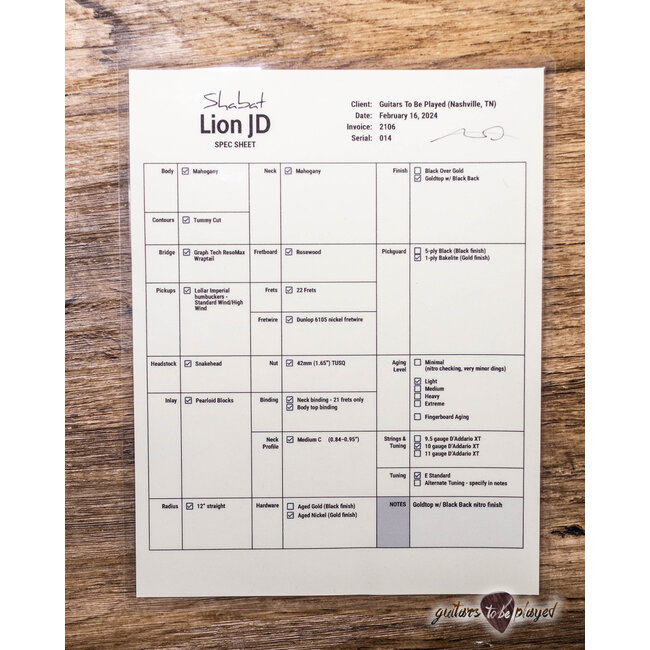 Shabat Lion JD Mahogany 24.75" Scale Guitar w/ Case – Gold Top