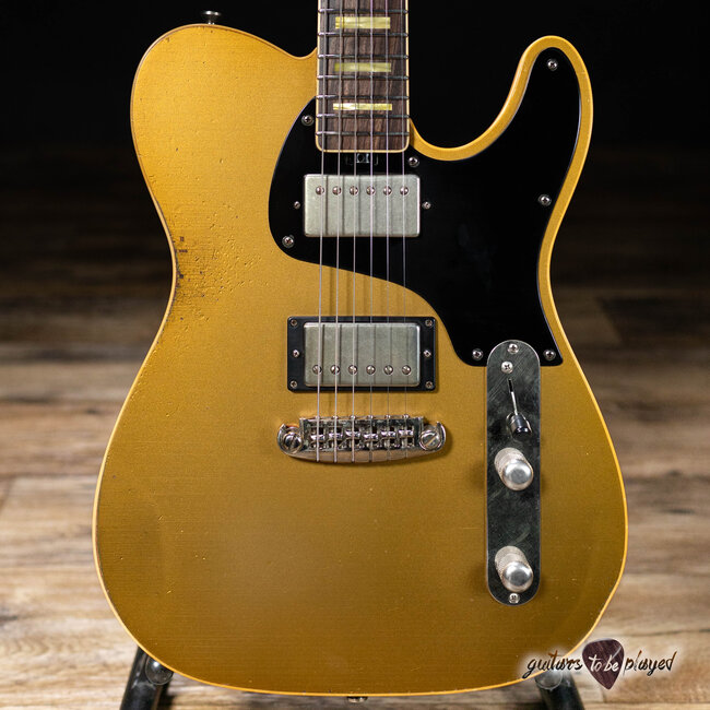 Shabat Lion JD Mahogany 24.75" Scale Guitar w/ Case – Gold Top