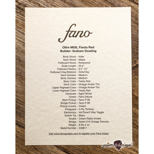 Fano MG6 Oltre P-90 Guitar w/ Gigbag – Fiesta Red