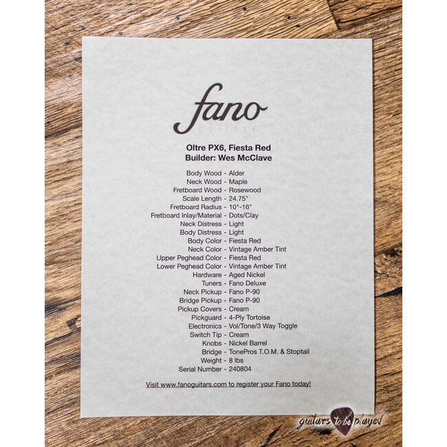 Fano PX6 Oltre P-90 Guitar w/ Gigbag – Fiesta Red