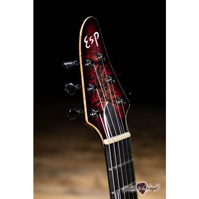 ESP Horizon NT CTM Burled Maple Top Guitar w/ Case – See Thru Red Burst