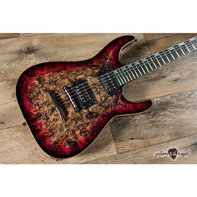 ESP Horizon NT CTM Burled Maple Top Guitar w/ Case – See Thru Red Burst