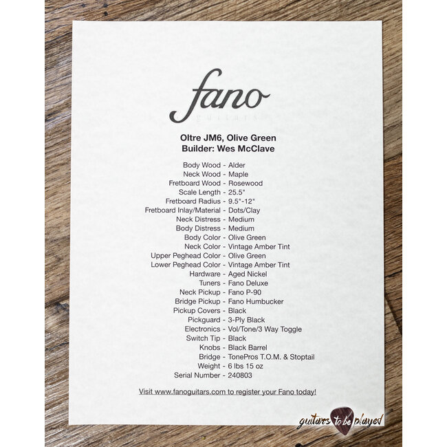 Fano JM6 Oltre P-90/Humbucker Guitar w/ Gigbag – Olive Green