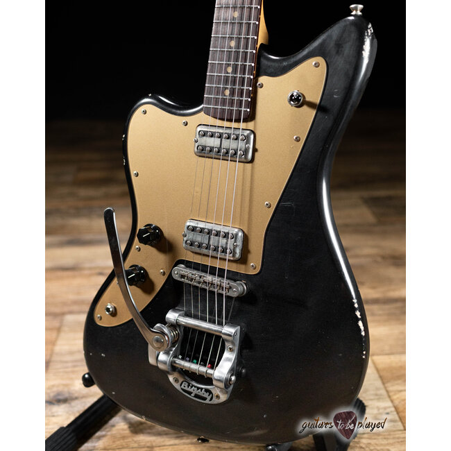 Fano JM6 Alt de Facto Left-Handed Lamber’Trons Bigsby Guitar w/ Case –Bull Black