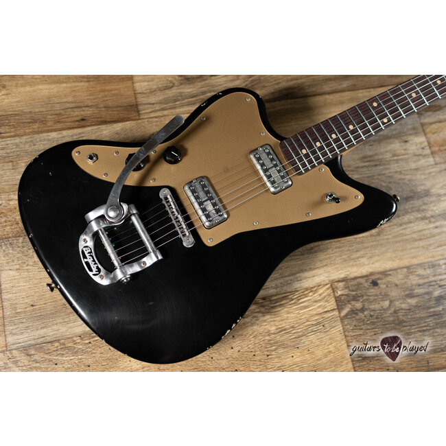 Fano JM6 Alt de Facto Left-Handed Lamber’Trons Bigsby Guitar w/ Case –Bull Black