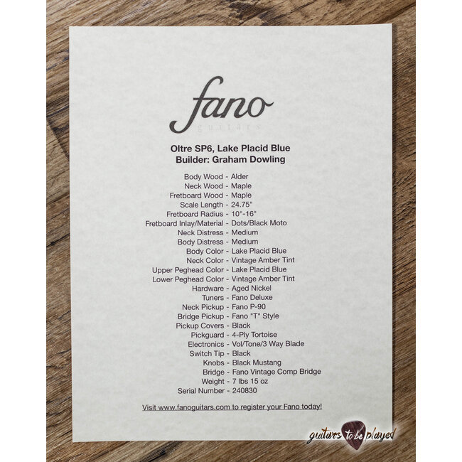 Fano SP6 Oltre Maple Neck P-90/T-Style Guitar w/ Gigbag – Lake Placid Blue