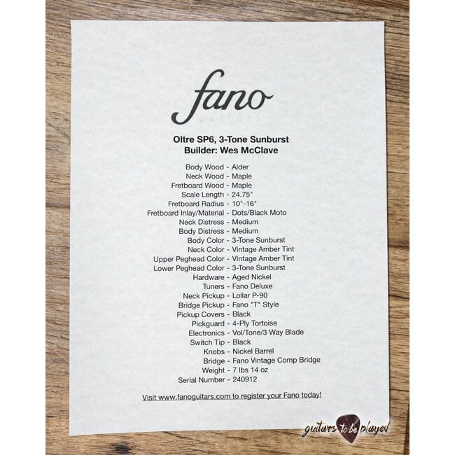 Fano SP6 Oltre Maple Neck Lollar P-90 & Fano T Guitar w/ Bag – 3-Tone Sunburst