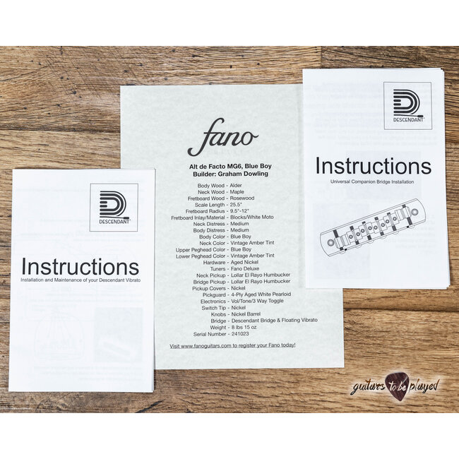 Fano MG6 Alt de Facto Lollar El Rayos & Descendant Vibrato w/ Case – Blue Boy