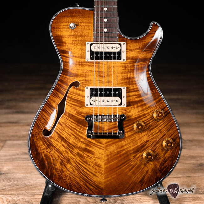 Knaggs Kenai T2 Flame Top Semi-Hollow Guitar – Aged Scotch (Gloss)