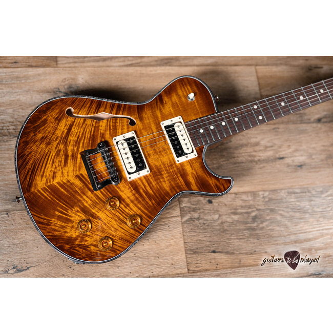 Knaggs Kenai T2 Flame Top Semi-Hollow Guitar – Aged Scotch (Gloss)