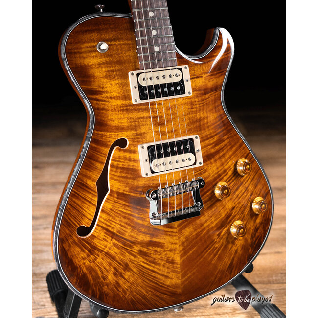 Knaggs Kenai T2 Flame Top Semi-Hollow Guitar – Aged Scotch (Gloss)