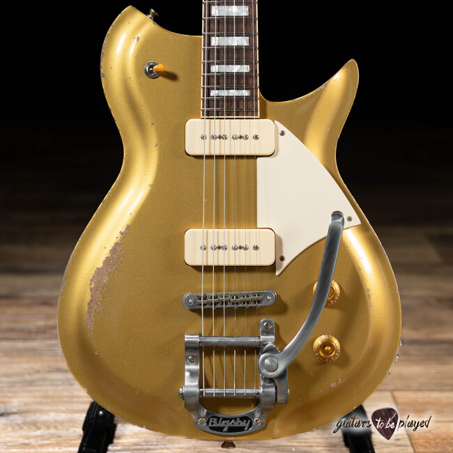 Fano RB6 Alt de Facto Lollar P-90 Bigsby Guitar w/ Case – Gold Top