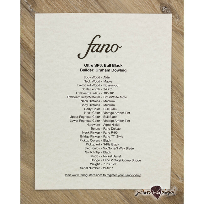 Fano SP6 Oltre P-90/T-Style Guitar w/ Gigbag – Bull Black