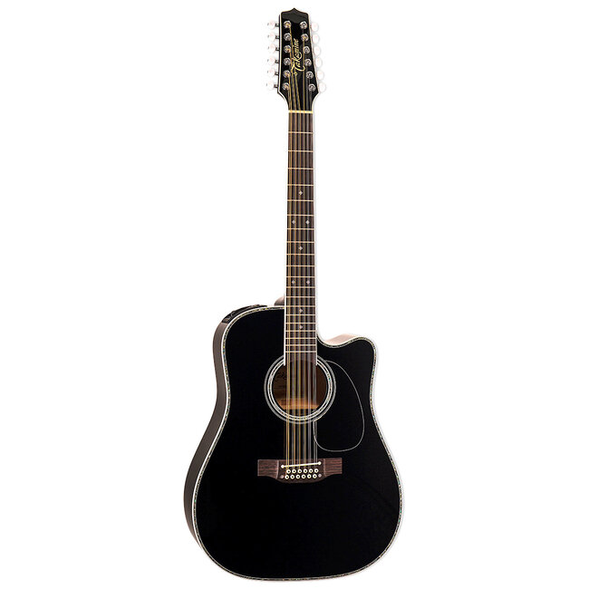 Takamine EF381DX 12-String Dreadnought Cutaway Guitar w/ Case – Black