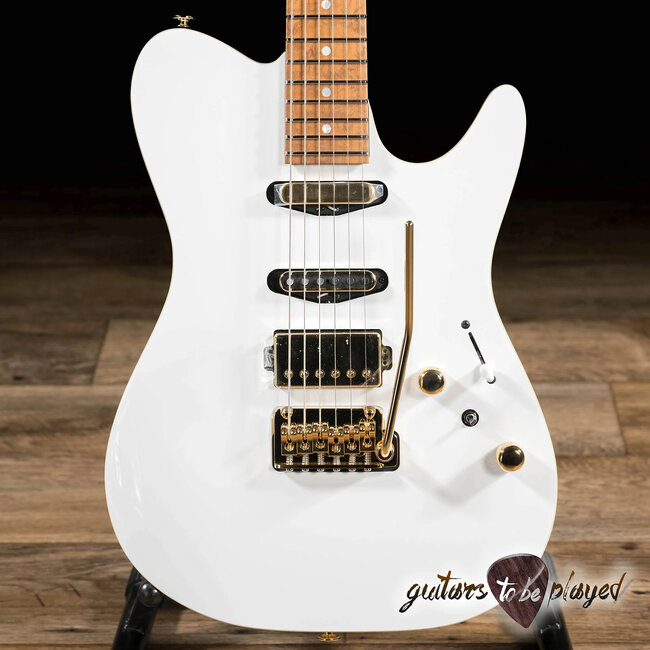 Ibanez LB1 Lari Basilio Signature Ash & Roasted Birdseye Guitar w/ Case – White