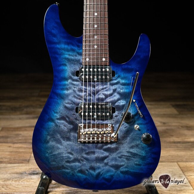 Ibanez AZ427P2QM Premium 7-String Guitar w/ Gigbag – Twilight Blue Burst