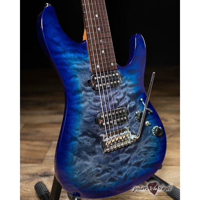 Ibanez AZ427P2QM Premium 7-String Guitar w/ Gigbag – Twilight Blue Burst