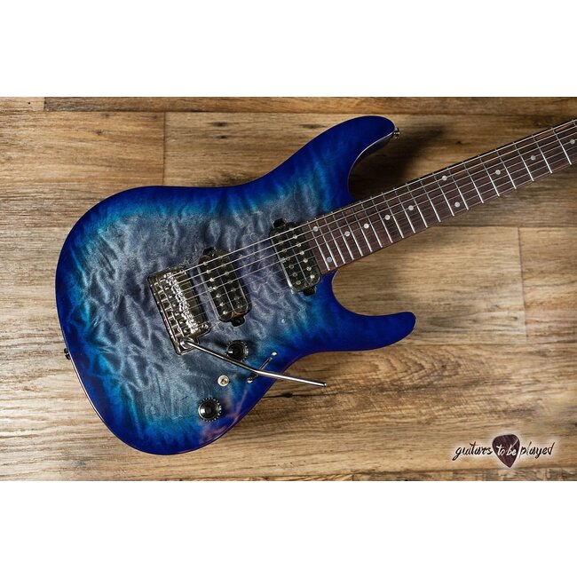 Ibanez AZ427P2QM Premium 7-String Guitar w/ Gigbag – Twilight Blue Burst