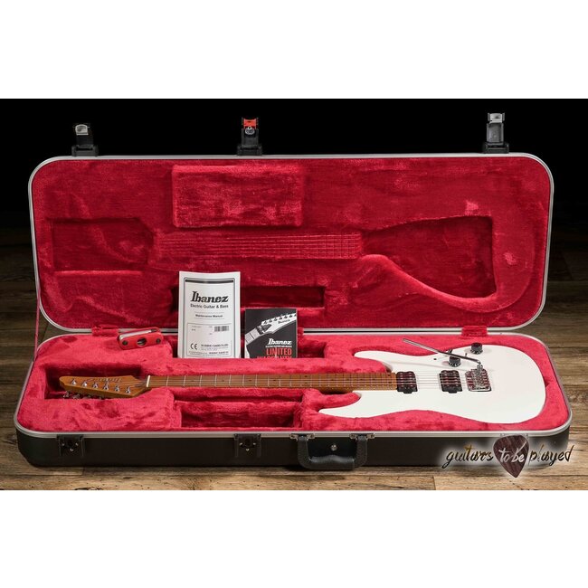 Ibanez AZ2402 Prestige HH Roasted Maple Neck Guitar w/ Case – Pearl White Flat