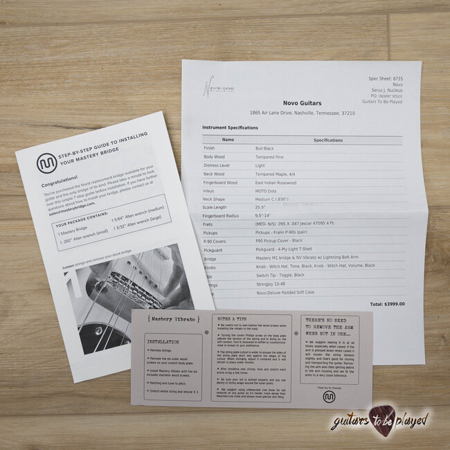 Novo Nucleus Serus J Guitar w/ Fralin P-90s – Bull Black