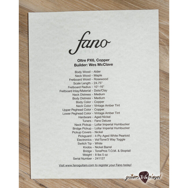 Fano PX6 Oltre Lollar Imperial Guitar w/ Gigbag – Copper Metallic